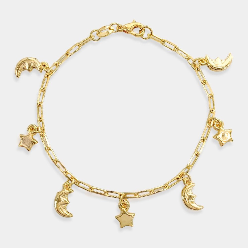 NEW Gold Filled Moon and Star Bracelet - Picture 1 of 3